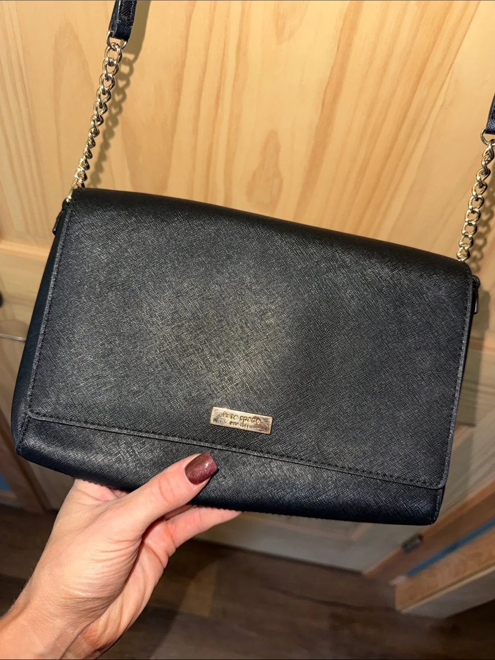 Kate Spade Leather Crossbody with Gold Chain